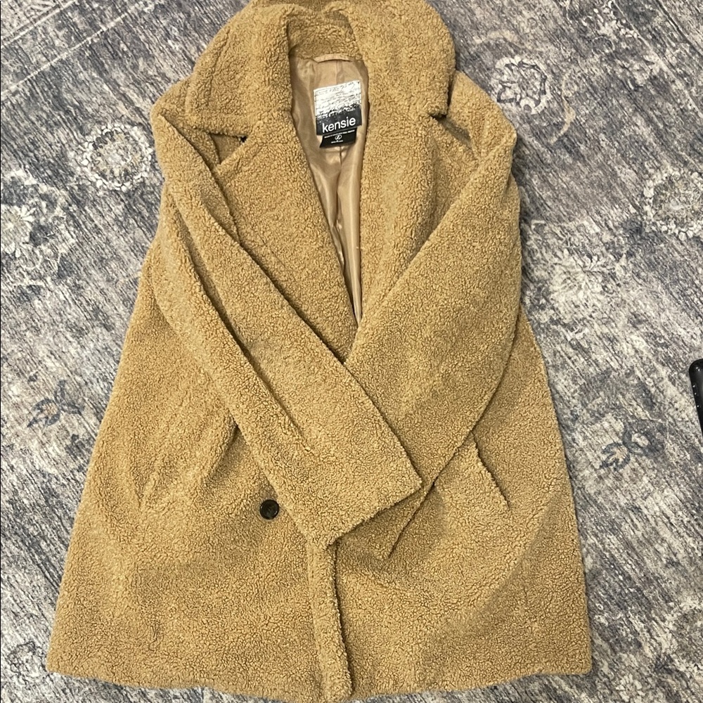 Kensie Women's Cozy Tan Teddy Jacket